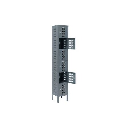 Global Equipment Infinity Six Tier 6 Door Ventilated Locker, 12"Wx18"Dx12"H, Assembled 493254GY
